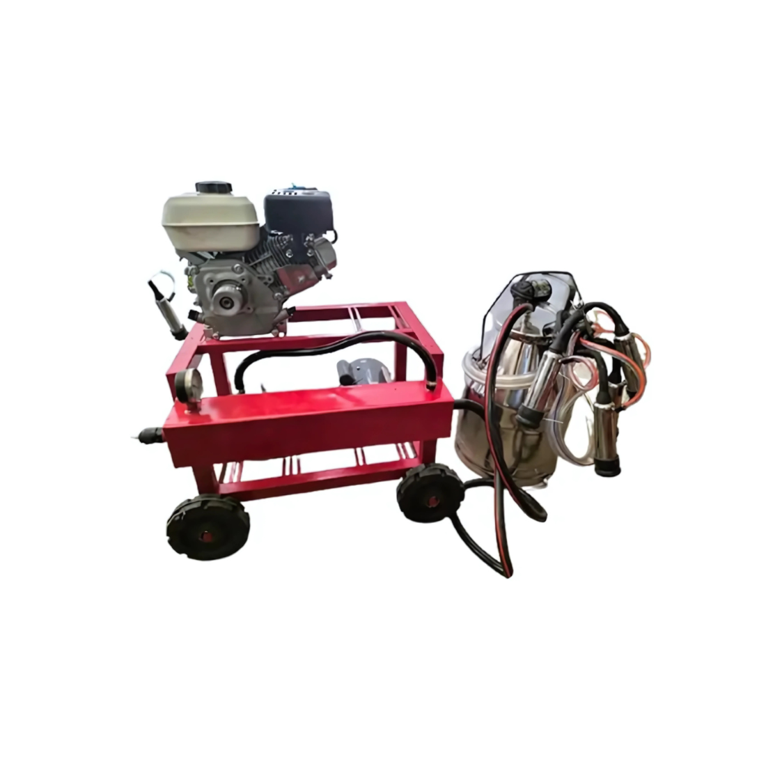 Single Bucket Milking Machine with 5 HP Engine and 1 HP Motor