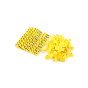 Livestock Ear-Number TPU Tag for Sheep Goat Hog Pig Cattle/Cow (Yellow) - 100 Pieces